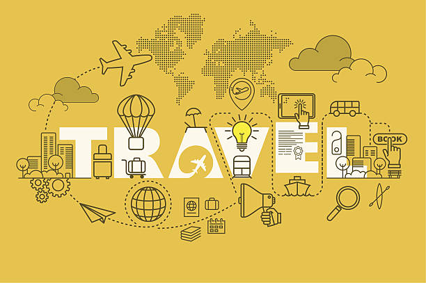 ilustrações de stock, clip art, desenhos animados e ícones de travel web page banner concept with thin line flat design - business class