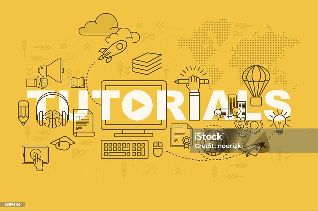 Web Design Tutorial Banner Tutorials Web Page Banner Concept With Thin Line Flat Design Stock ...