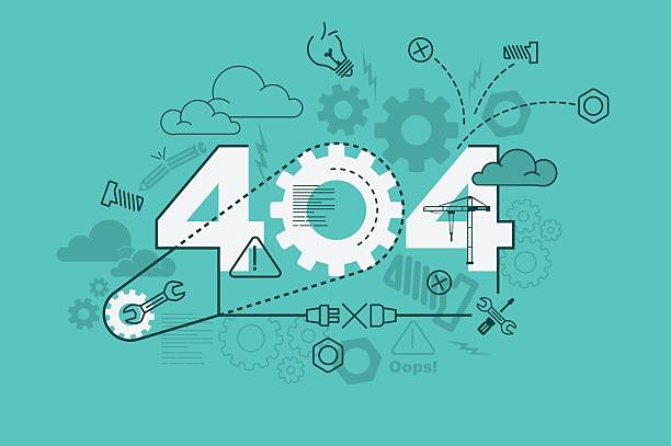 Vector 404 error website banner concept Vector 404 error website banner concept with thin line flat design vector illustration eps-10. repairing construction site construction web page stock illustrations