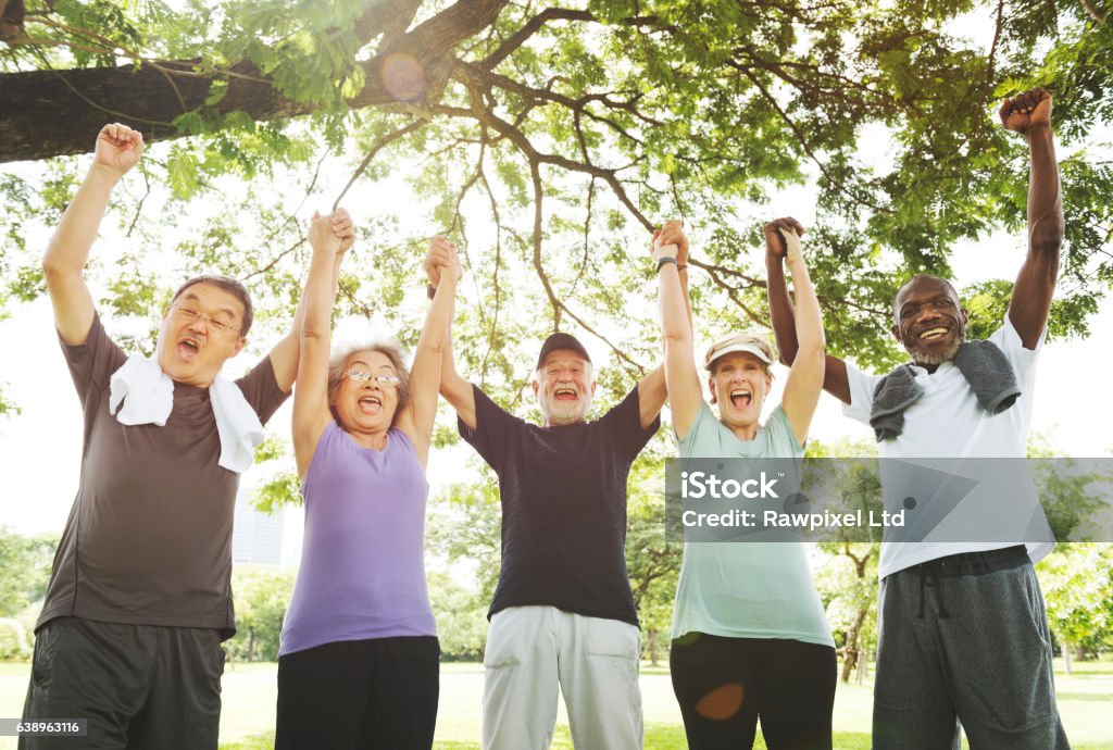 Meet Up Retired Wellbeing Pensioner Workout Concept Senior Adult Stock Photo