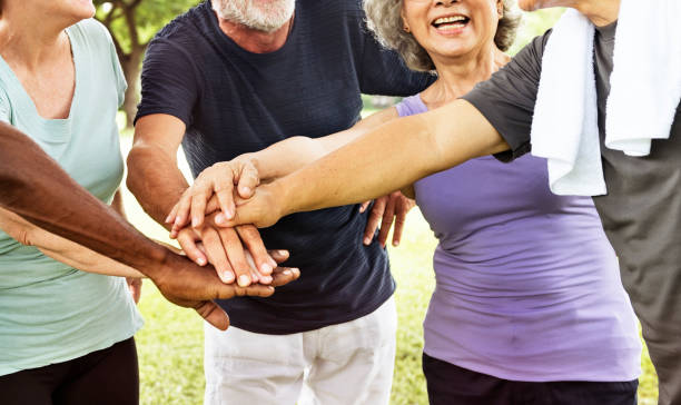 istock Group Of Senior Retirement Exercising Togetherness Concept 638963182