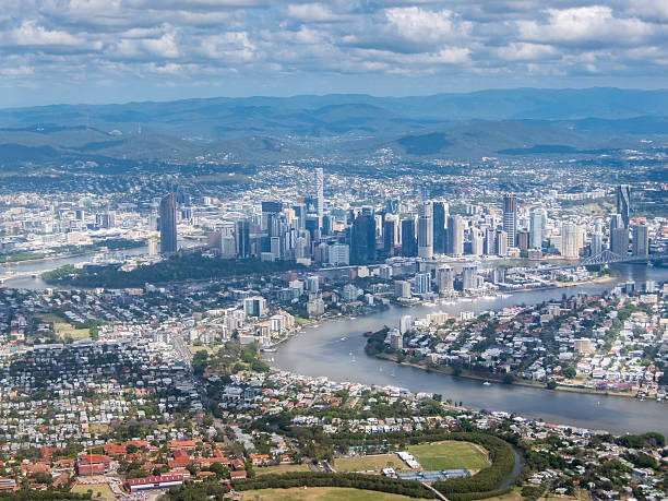 Aerial view of Brisbane CBD stock photo