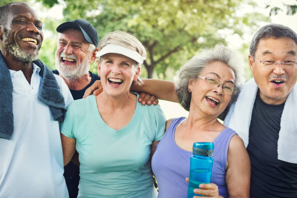 istock Senior Group Friends Exercise Relax Concept 638964438