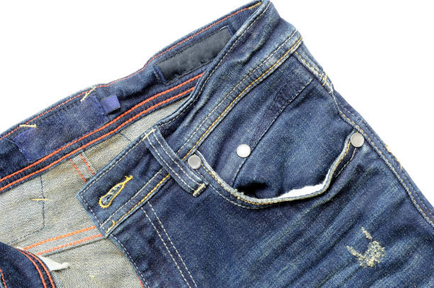 istock Close up of blue jeans isolated on white background. 638969838