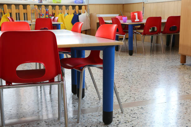 istock red chairs with small benches inside a kindergarten for children 638973330