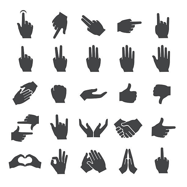 zestaw ikon gestów - seria smart - two fingers stock illustrations