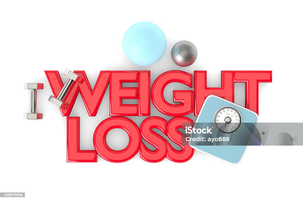 3d Rendering Of Weight Loss Text And Accessories Stock