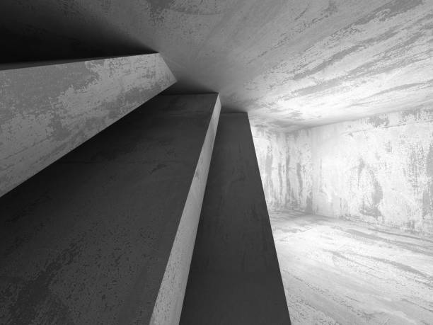 istock Empty dark concrete room interior. Urban modern architecture bac 638980346
