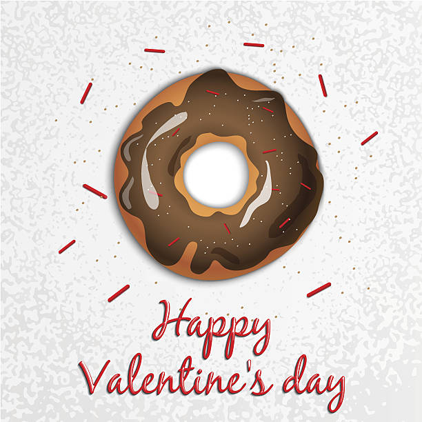 istock Greeting card. Valentine's Day. Series with sweets.  Doughnut with chocolate 638981486