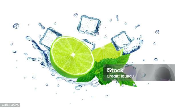 Lime Splash Stock Photo - Download Image Now - Citrus Fruit, Colors, Cube Shape