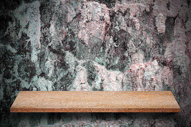 istock Empty top of natural stone shelves and stone wall 638992968