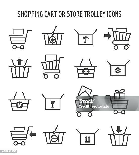 Shopping Cart Icons For Web Ecommerce Stock Illustration - Download Image Now - Shopping Cart, Full, Icon Symbol