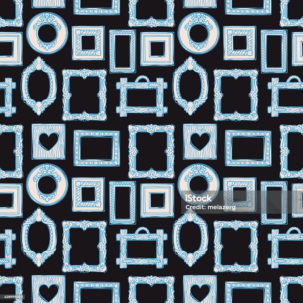 Blue Patterned Frame Seamless Different Blue Frames Stock Illustration - Download Image Now ...