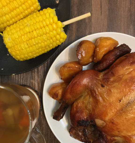 Turkey with corn and drink