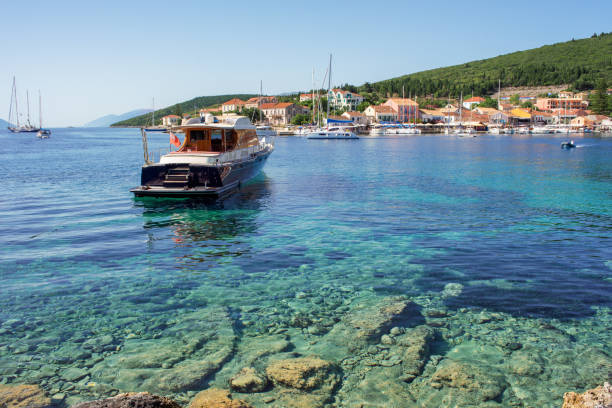 Boats in the port of Fiscardo in Kefalonia, Ionian Islands, Greece