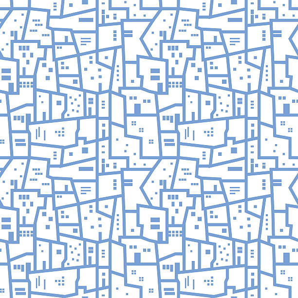 jasnoniebieski abstrakcyjny miejski wzór bez szwu. wektor - seamless house pattern town stock illustrations