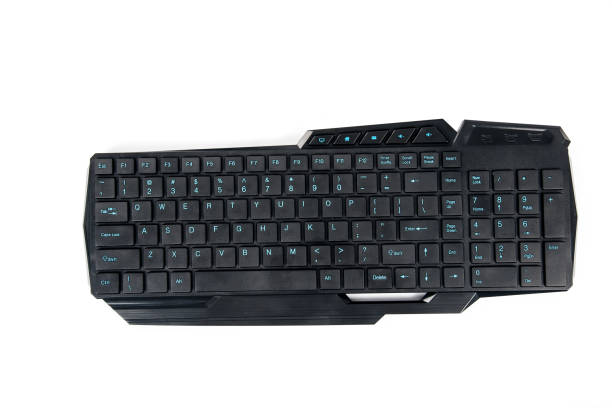 istock Top view of new black hi-tech style keyboard 639000366