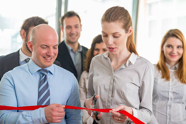 istock Opening ceremony with ribbon cutting 639000380
