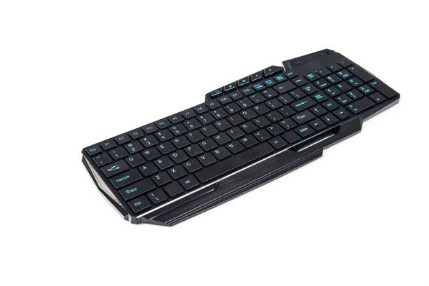Left side view of new black hi-tech style keyboard