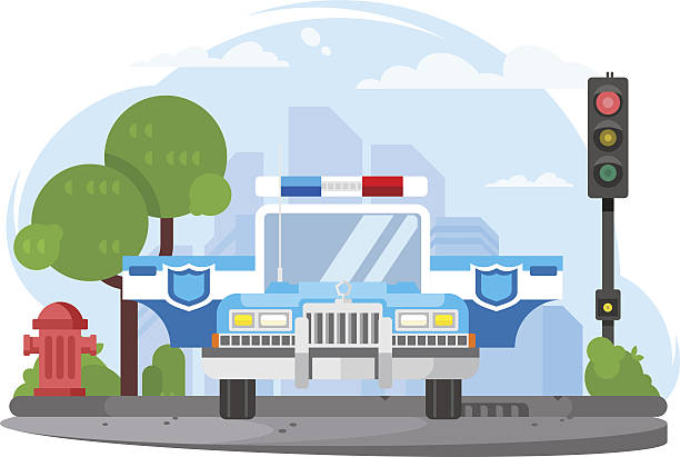 ilustrações de stock, clip art, desenhos animados e ícones de police car with flasher - vehicle door flash