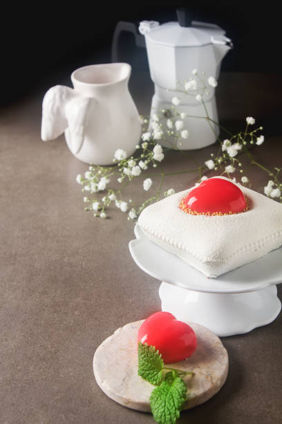 Delightful, luxury mousse cake in the form heart. Valentine's