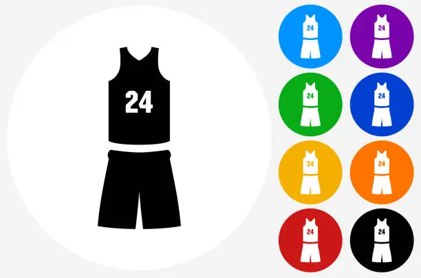 Vector illustration of Basketball Uniform Icon on Flat Color Circle Buttons