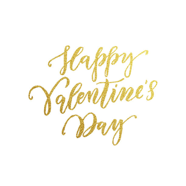 istock Happy Valentine day gold text lettering greeting 639009762