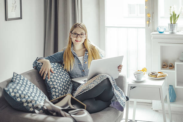 istock Young woman at home 639011674