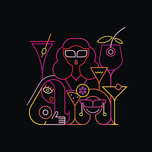 neonowy znak neonowy cocktail party - bachelorette party stock illustrations