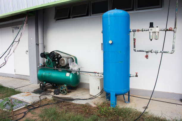 istock The Air compressor system setup outside the building 639013158