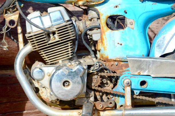 istock Close-up of a cafe-racer motorcycle engine 639015026