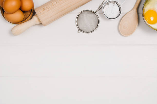 istock Baking cake or pizza ingredients top view on wooden background 639015654