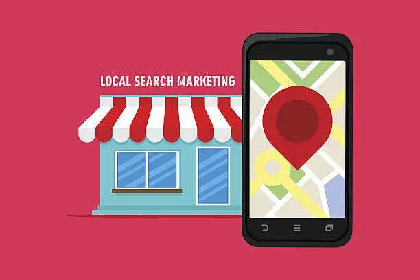 Vector illustration of local search marketing ecommerce