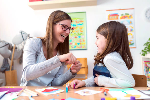 istock Mother with creative kid having fun time together 639022492