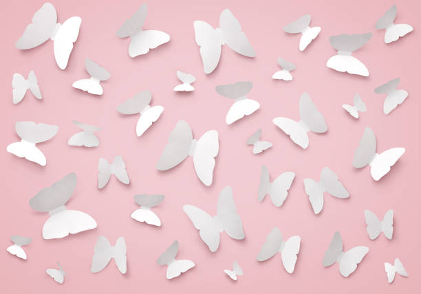 istock Flat lay butterflies pattern. Love and Valentine's day concept 639024802