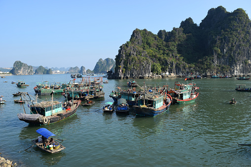 Designated a World Heritage site in 1994, Halong Bay's spectacular scatter of islands, dotted with wind- and wave-eroded grottoes, is a vision of ethereal beauty 