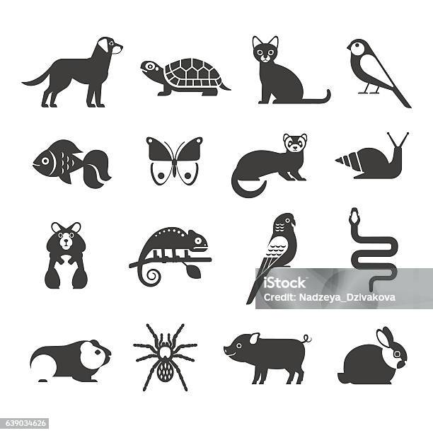 Pets Icons Set Stock Illustration - Download Image Now - Domestic Cat, Icon Symbol, Simplicity