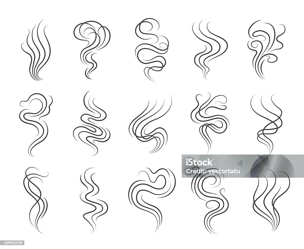 Smoke smell line icons Smoke smell line icons. Smoking and steaming vector signs Smoke - Physical Structure stock vector