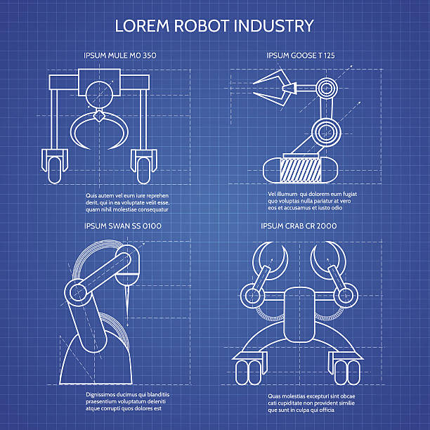 ロボットアームの青写真 - robot conformity toy retro revival点のイラスト素材／クリップアート素材／マンガ素材／アイコン素材