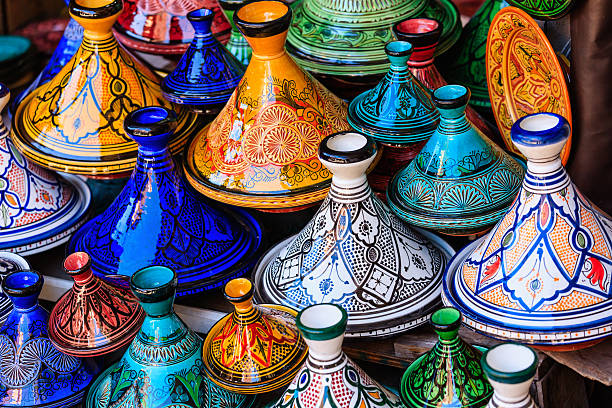 istock Colorful Maroccan tajine pots at a souk in Marrakech 639045978