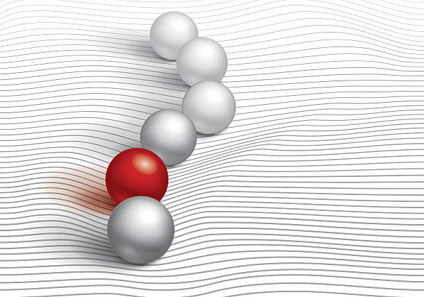 istock Volumetric red ball and a few gray areas, wave lines 639046672