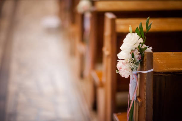 istock Beautiful church decorated for wedding ceremony 639046862