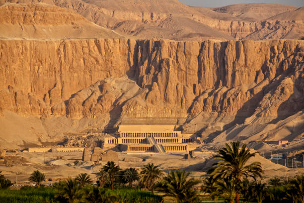 Temple of Queen Hatshepsut, Deir el-Bahari, Luxor, Egypt Sunrise in Western Thebes, the view of the Temple of Queen Hatshepsut (), Upper Egypt temple of hatshepsut photos stock pictures, royalty-free photos & images