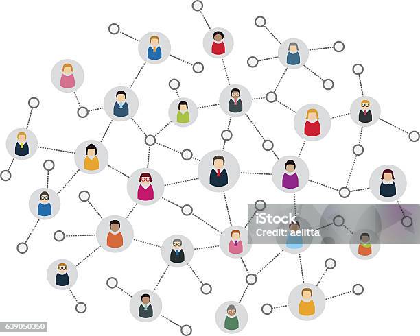 Social Network Scheme Which Contains People Connected To Each Other Stock Illustration - Download Image Now