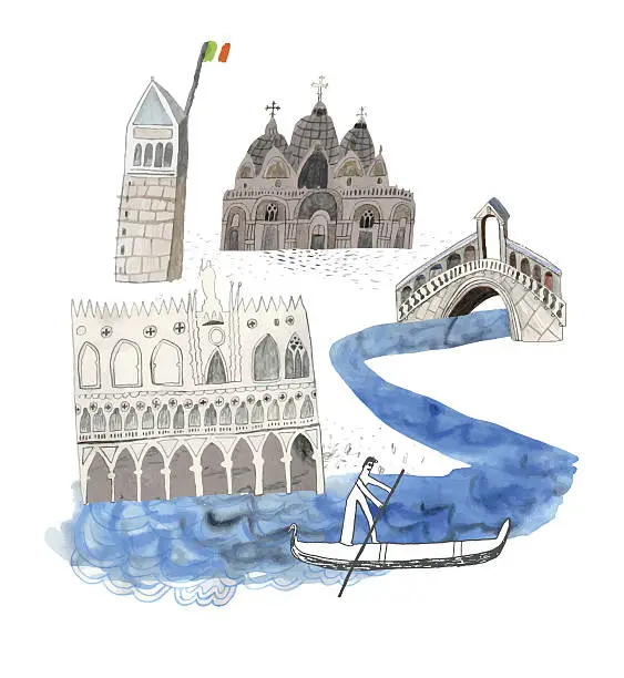 Vector illustration of Venice in Italy