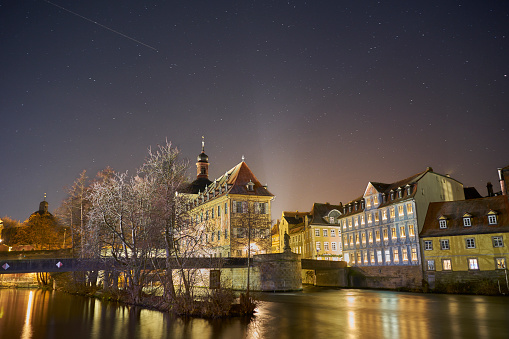 Stars over Bamberg Old Town Hall at night