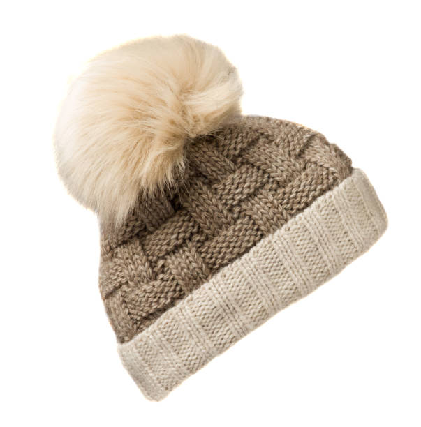 istock Women's knitted hat isolated on white background.hat with pom 639052734