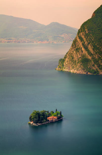 San Paolo island on Iseo Lake, Italy