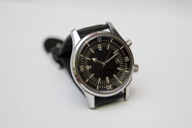 istock Mens luxury diver watch with synthetic strap isolated on white 639061220
