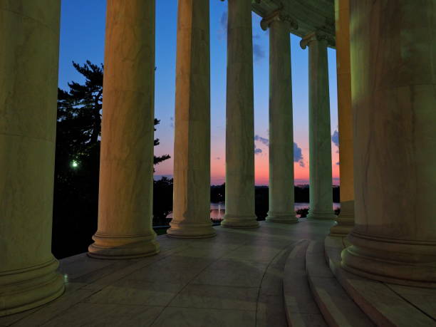 istock Massive columns against the setting sun at the Jefferson Memorial 639063478